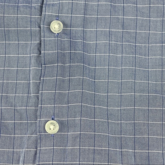 Joseph Aboud Button Up Shirt Mens Large Blue Plaid Long Sleeve - Picture 4 of 8